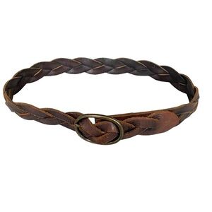 GAP Vintage Leather Woven Braided Belt Oval Buckle XL